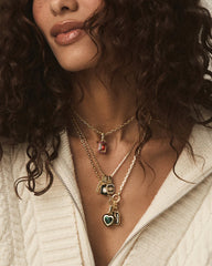 Mother of Pearl Stripe Tag Charm