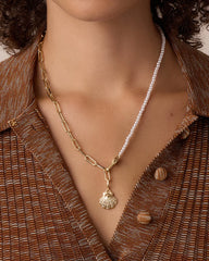 Shimmer Scallop Shell Charm Necklace