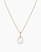 14k Gold Pearl Charm Necklace