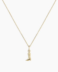 14k Gold Cowboy Boot Charm Necklace