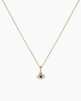 Diamond and Blue Sapphire Evil Eye Charm Necklace