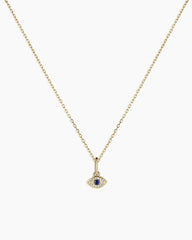 Diamond and Blue Sapphire Evil Eye Charm Necklace
