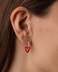 Open Heart Enamel Padlock Huggies