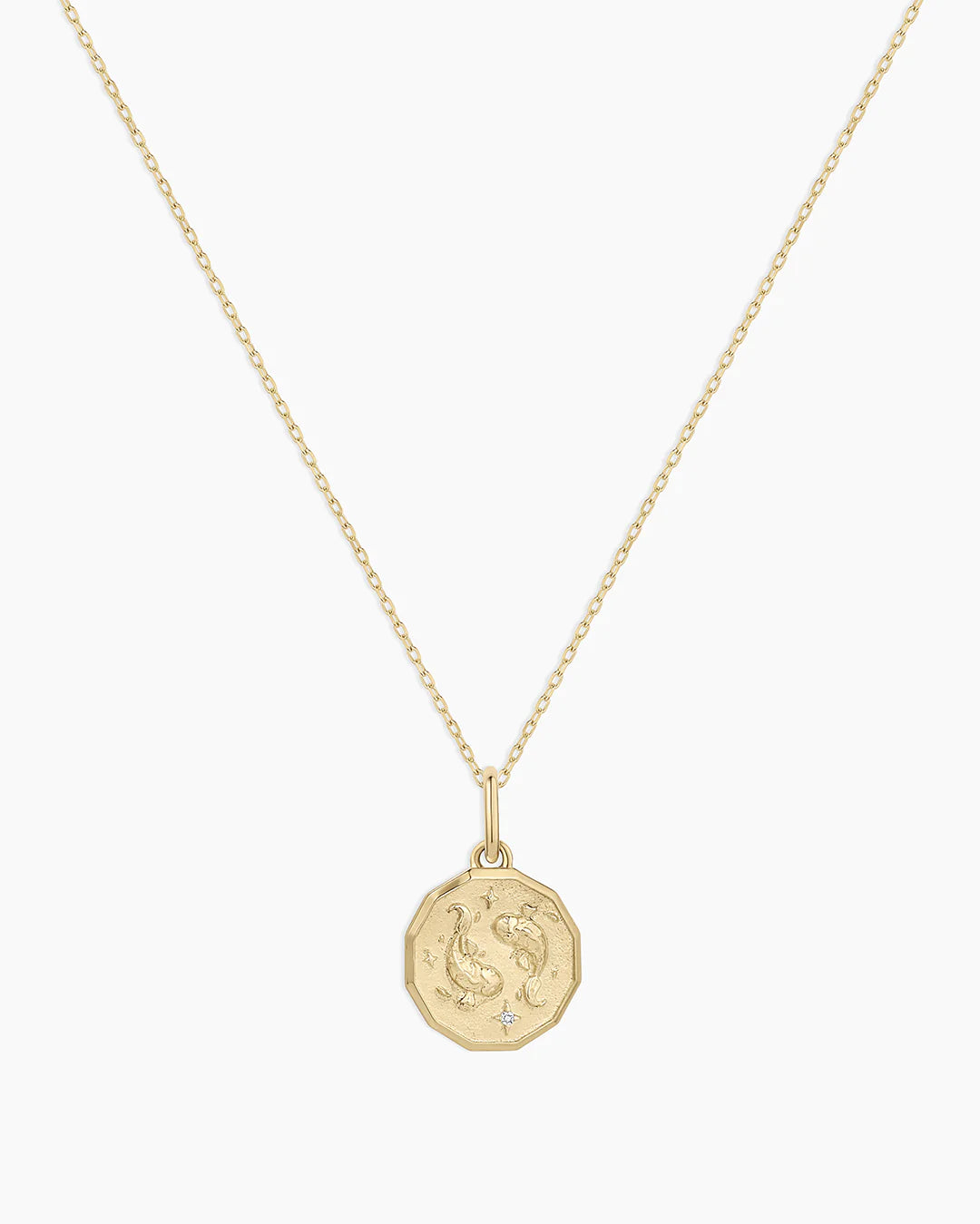 Diamond Zodiac Coin Charm Necklace