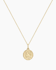 Diamond Zodiac Coin Charm Necklace