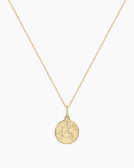 Diamond Zodiac Coin Charm Necklace