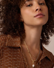 Vintage Shimmer Pearl Charm Necklace