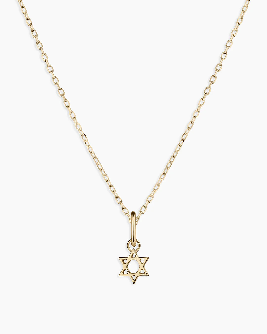 14k Gold Star of David Charm Necklace