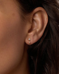 White Sapphire Bali Stud Single Huggie