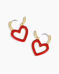 Open Heart Enamel Padlock Hoops