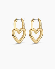 Open Heart Padlock Hoops